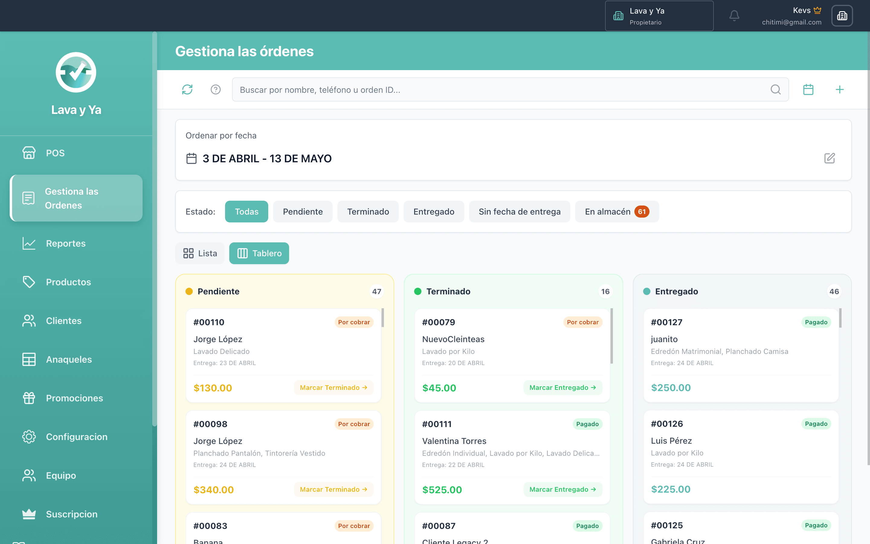 Orders Screen - Track and manage all orders