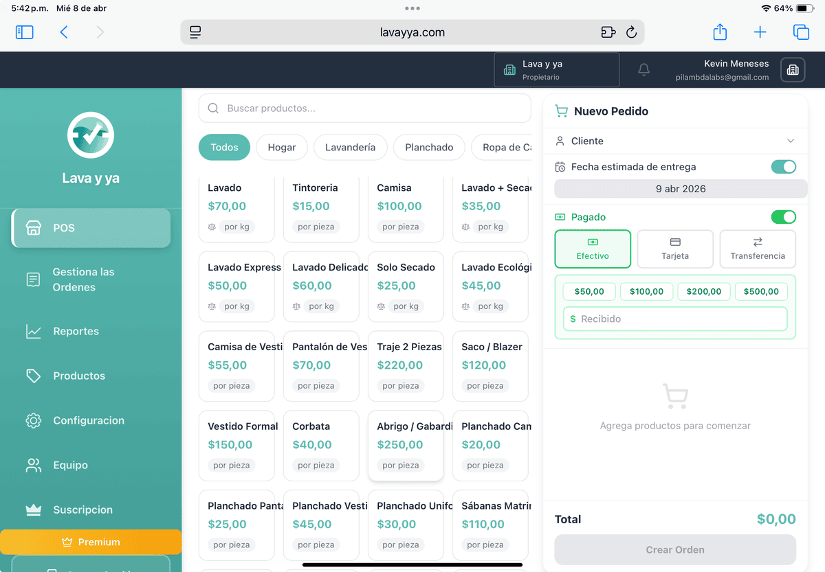 POS Screen - Create and manage orders